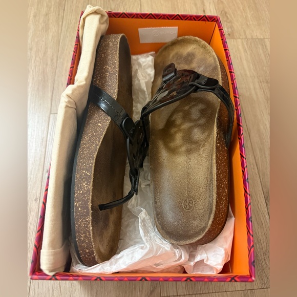 Tory Burch | Miller Cloud | Patent Leather / Cork Black | Sz 9 - Picture 2 of 5